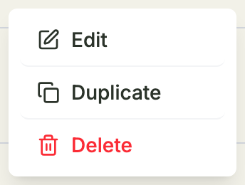 A campaign's actions menu with Edit, Duplicate and Delete