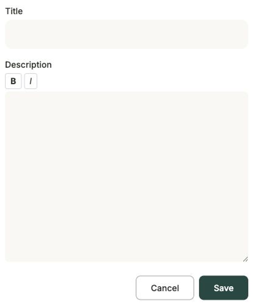 The Add Forward form with a title field and a rich-text description box for posting a sale update